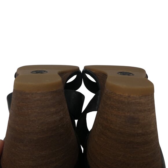 Sofft Mauldin Black Leather Open Toe Cross Strap Wedge Heel Sandals Womens 7 - Picture 11 of 13